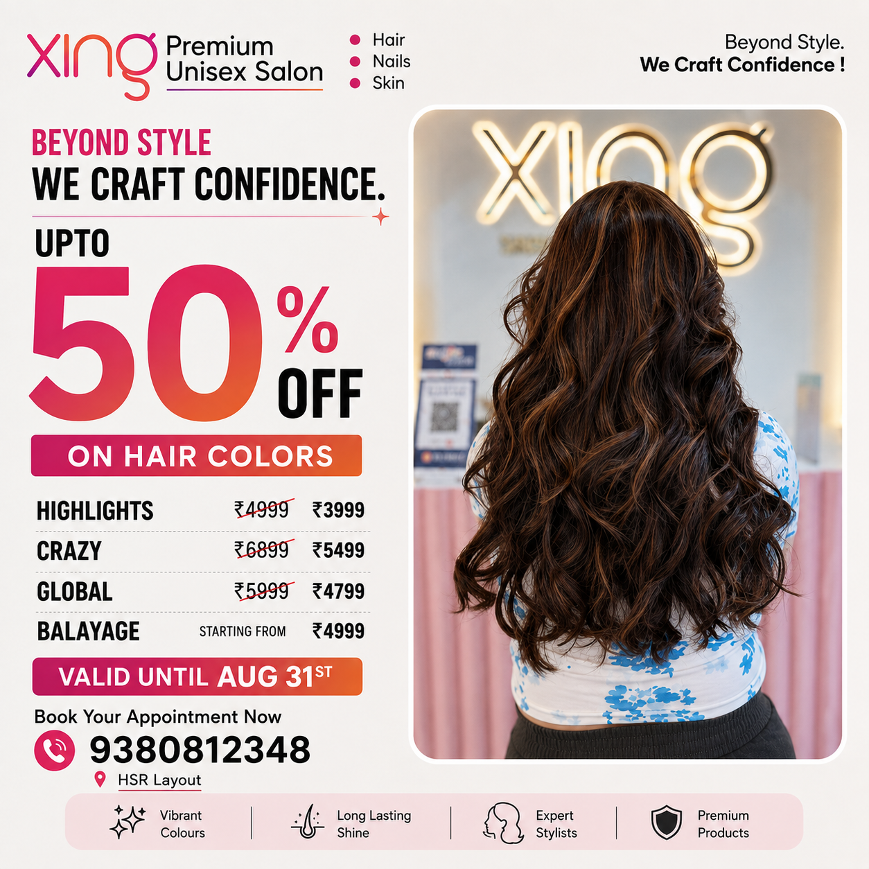 Bold crazy fashion hair color result at Xing Premium Unisex Salon, HSR Layout