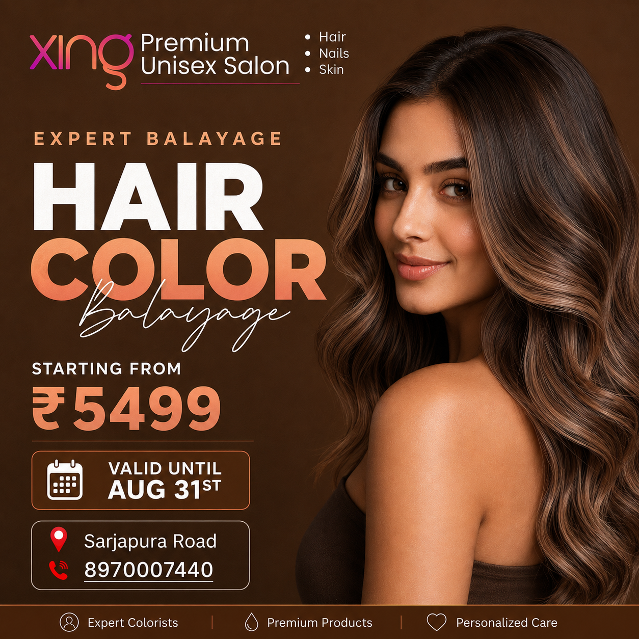 Expert Balayage hair color offer, starting from ₹5499, at Xing Salon Sarjapura Road