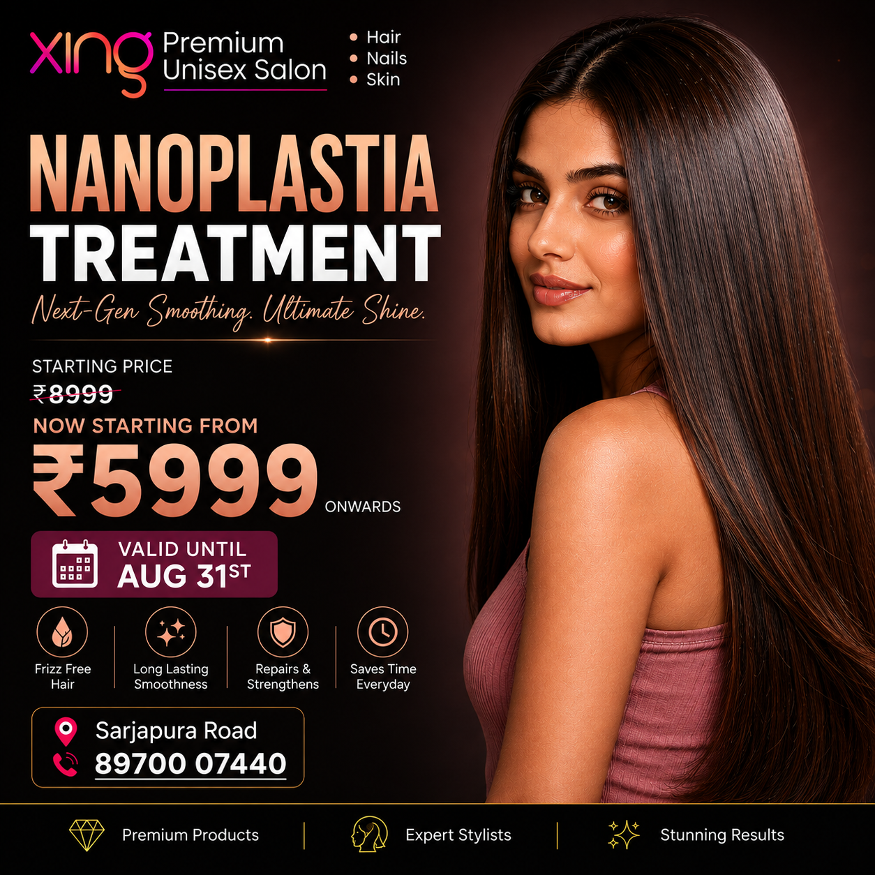 Nanoplastia Treatment offer, starting from ₹5999, at Xing Salon Sarjapura Road